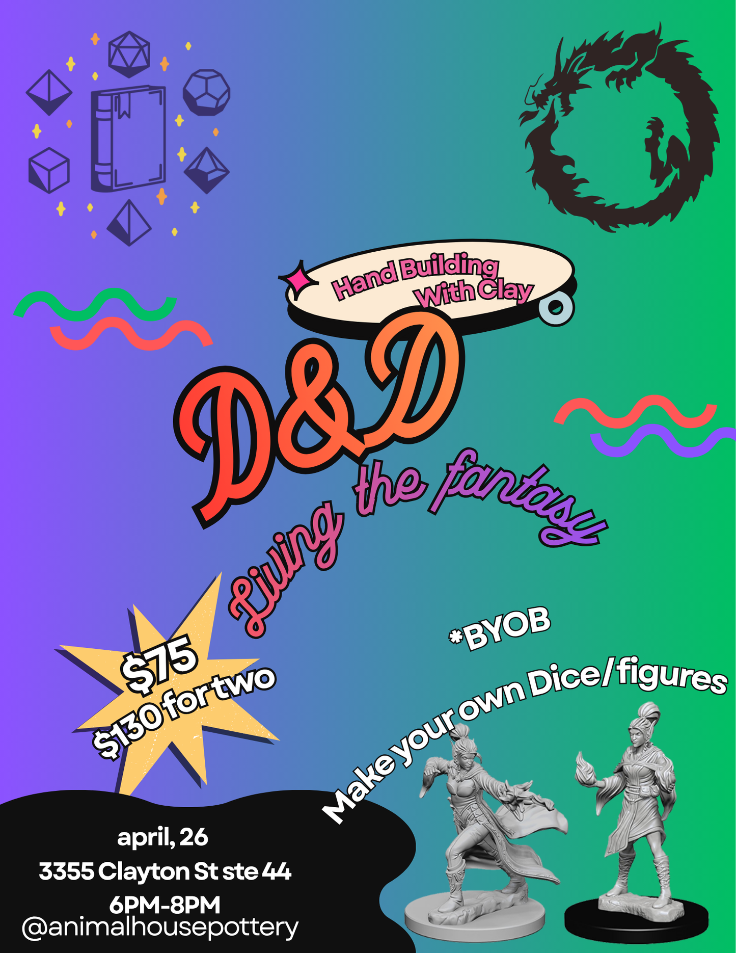 D&D characters Sunday 4/26/28 time evening 6pm-8pm